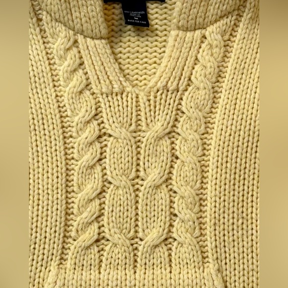 Abercrombie & Fitch Hooded Sweater M Yellow 100% Lamb’s Wool Y2K Preppy Cozy - Picture 4 of 12